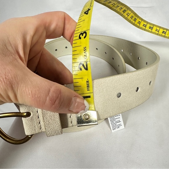 Gap Suede Leather Circle Buckle Belt Sand Beige Quiet Luxury Capsule Sz S - Picture 10 of 11
